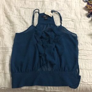 Small, cropped chiffon dressy tank top.